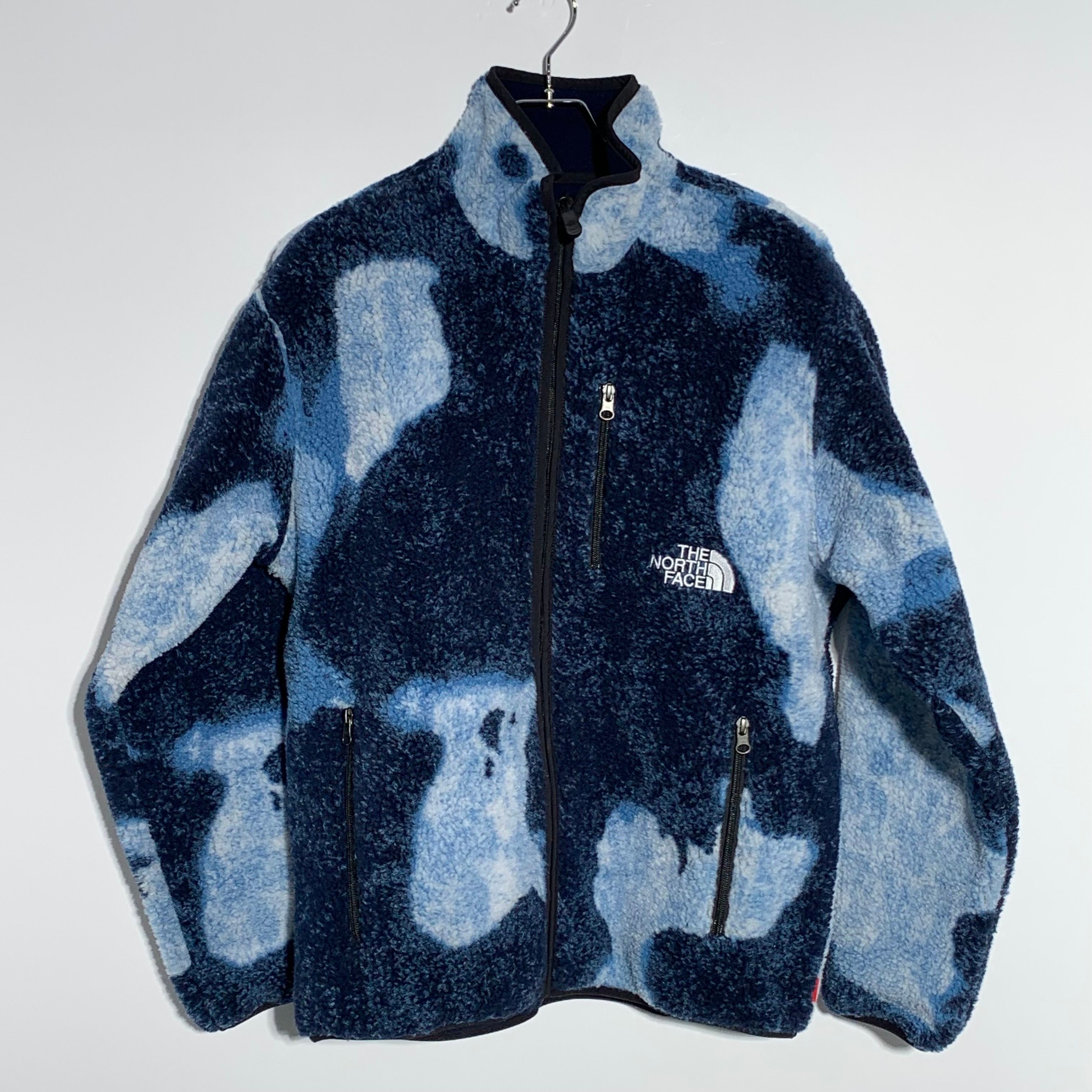 Supreme x The North Face Bleached Denim Print Fleece Jacket "Indigo"