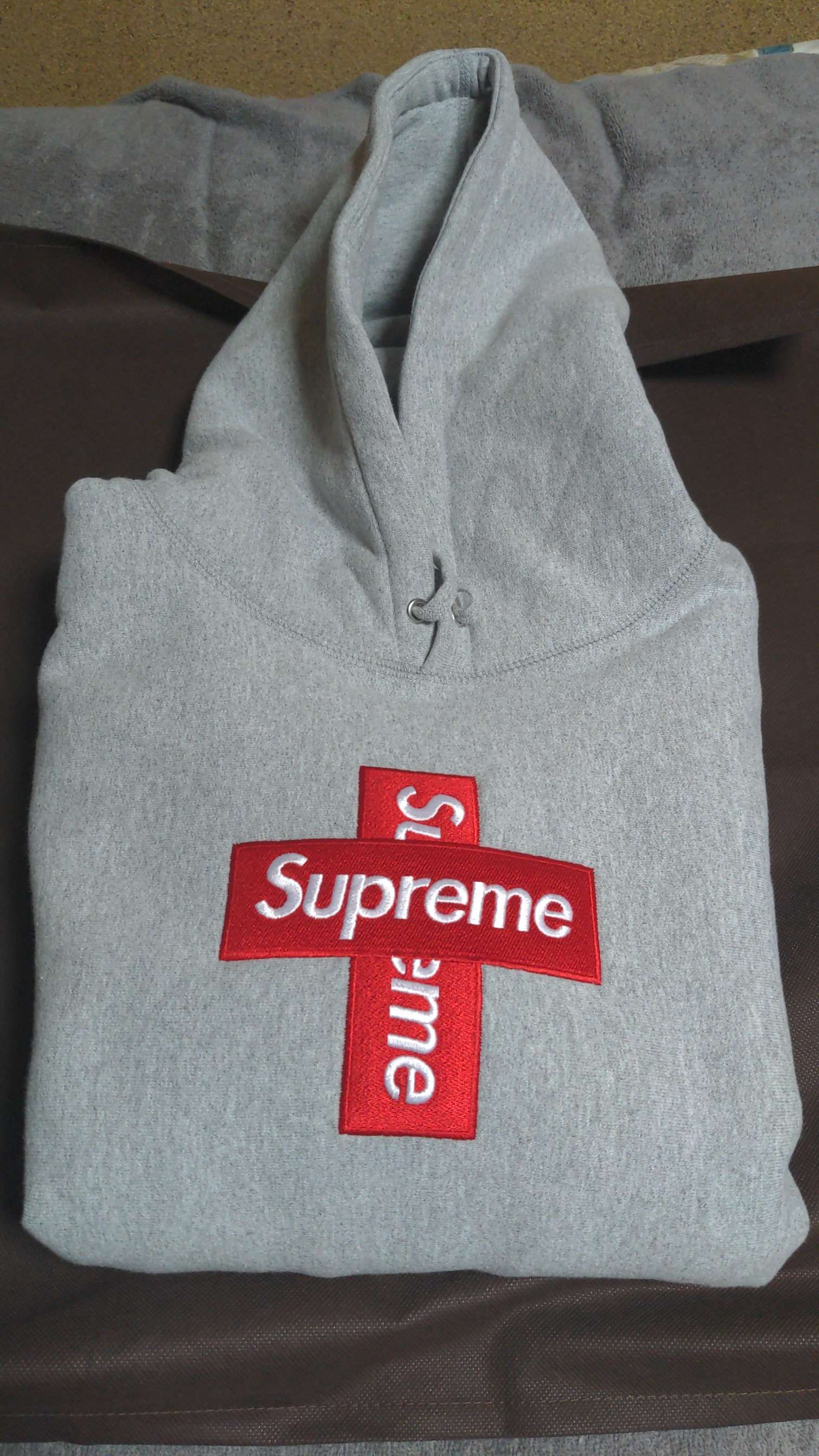 Supreme Cross Box Logo Hooded Sweatshirt "Grey"