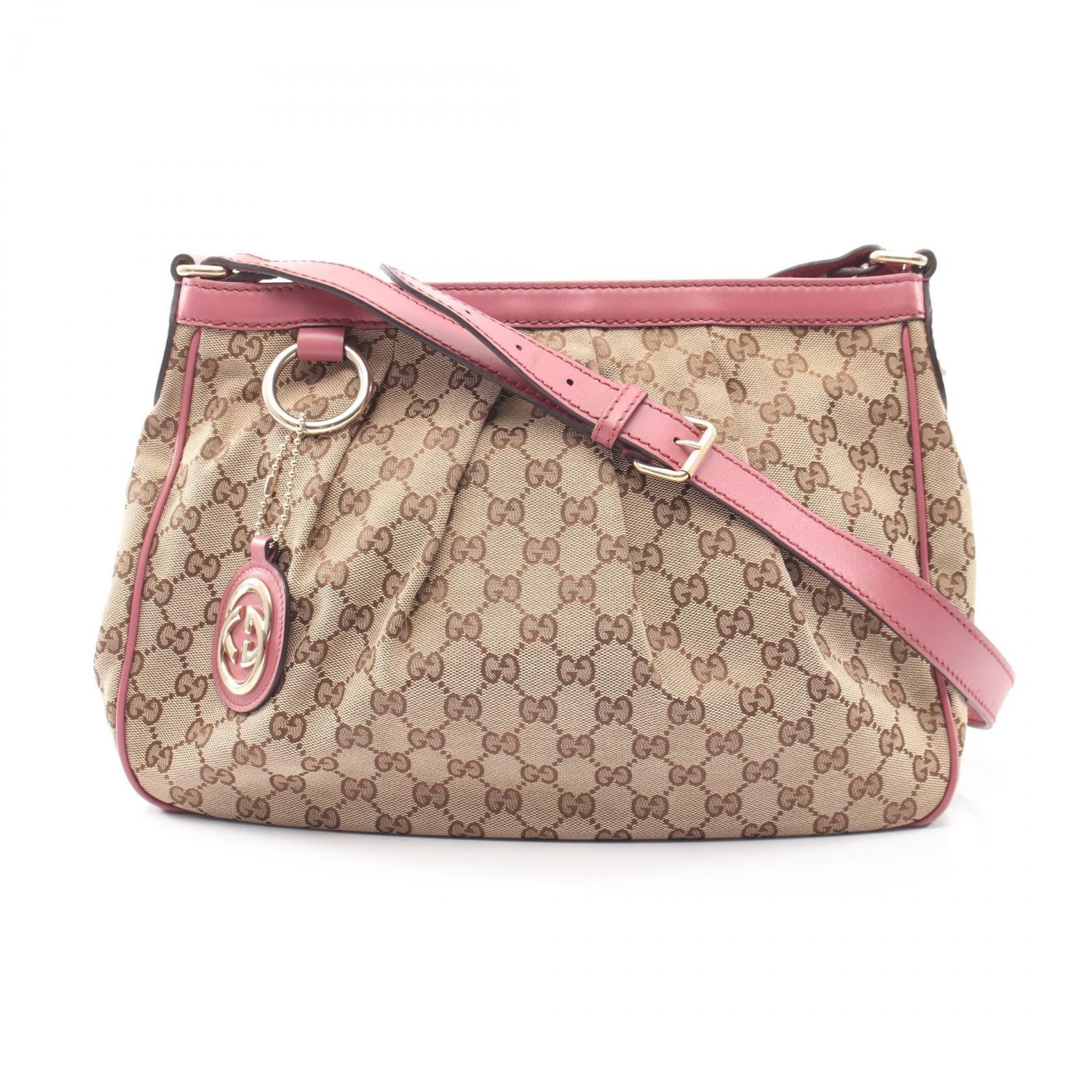 グッチ GUCCI スーキー GGキャンバス ショルダーバッグ バッグ キャンバス レザー レディース ベージュ系 / ピンク系 296834 【中古】