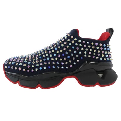 Christian Louboutin クリスチャンルブタン スニーカー Spike-sock スパイクソックス スタッズ スニーカー ダークネイビー系 マルチカラー系 39.5【美品】【中古】