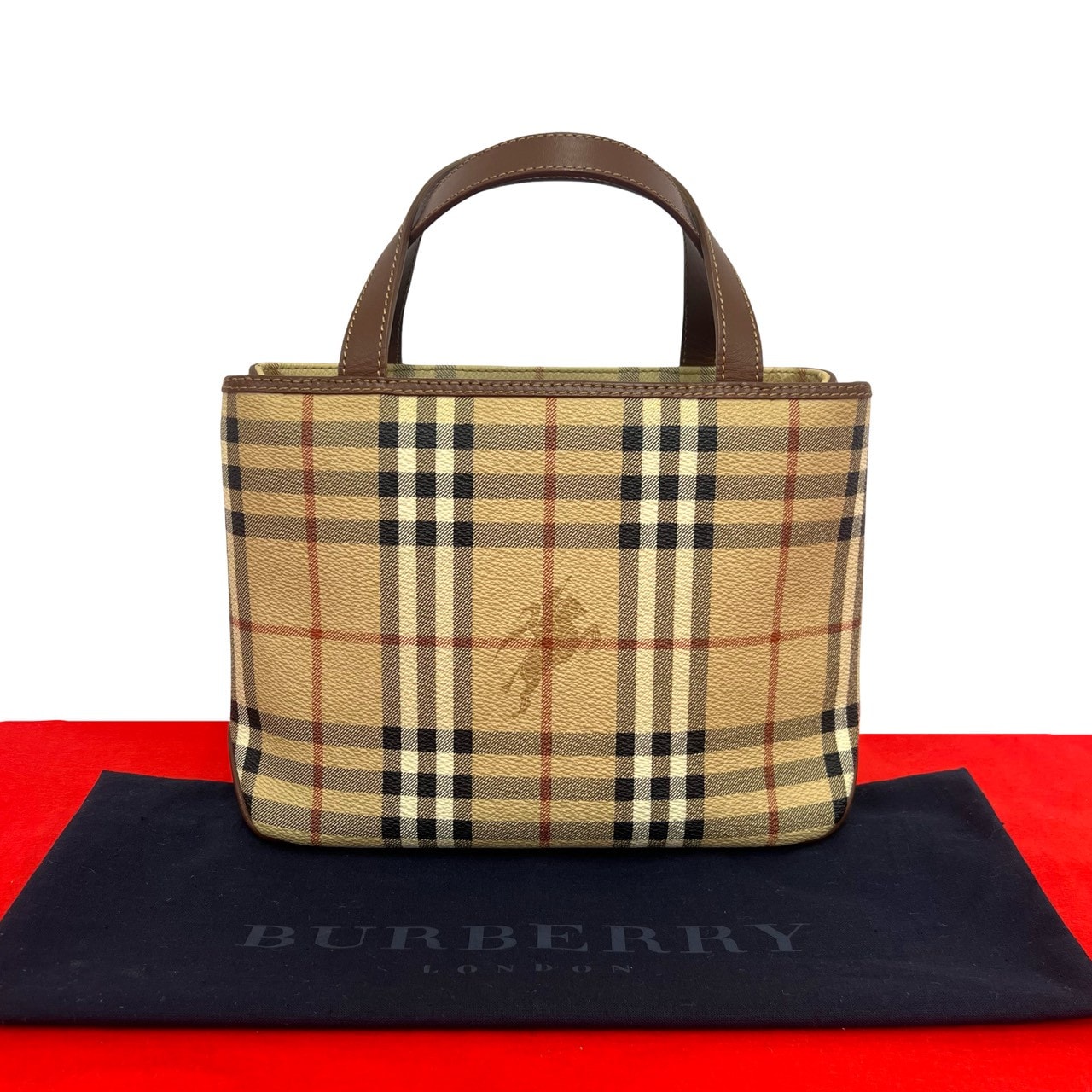 BURBERRY バーバリー ノバチェック シャドーホース 柄 レザー PVC ハンドバッグ ブラウン
1519d