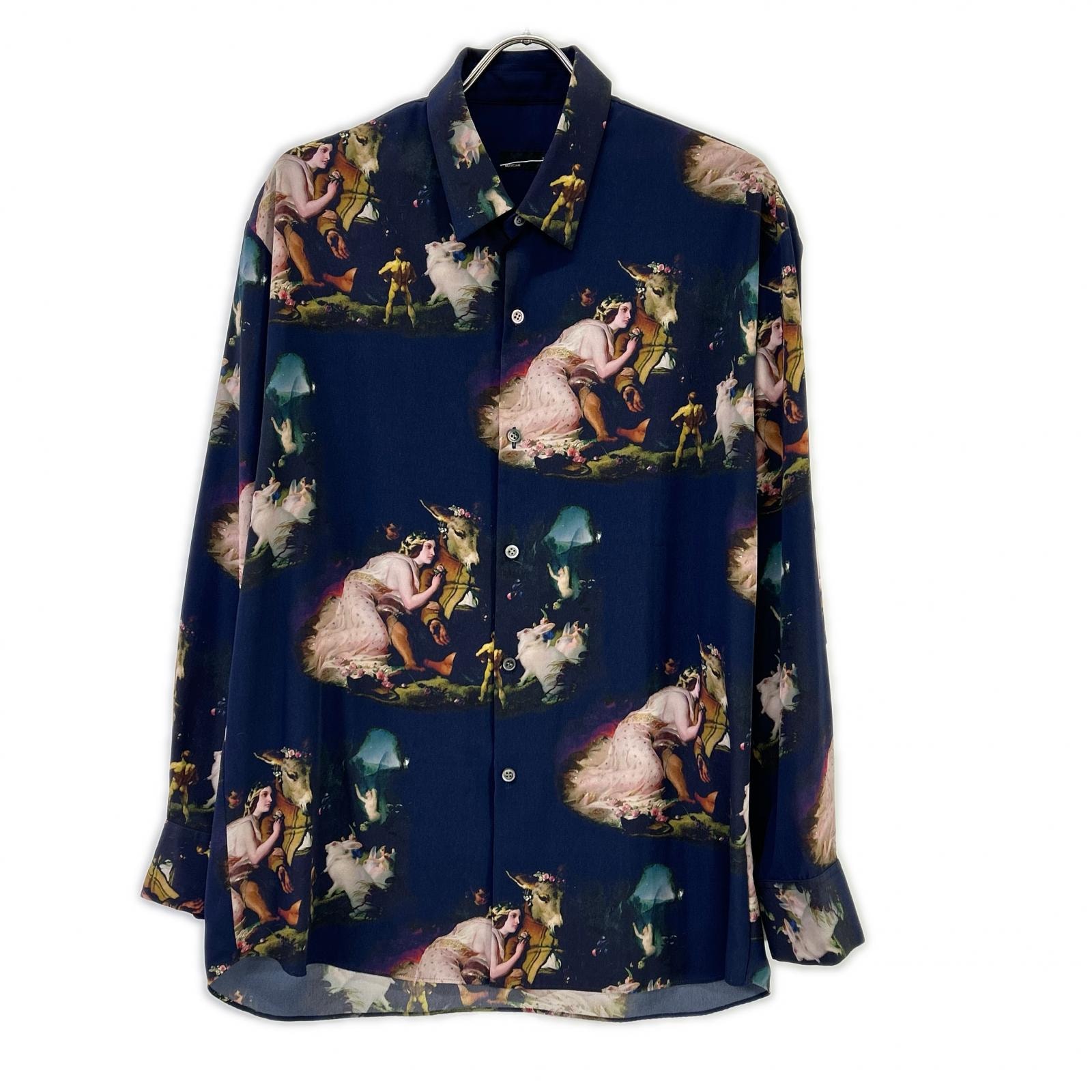 ラッドミュージシャン 22AW 2222-123 ネイビー 西洋絵画 DECHINE BIG SHIRT INKJET MID SUMMER プリントビッグシャツ 42