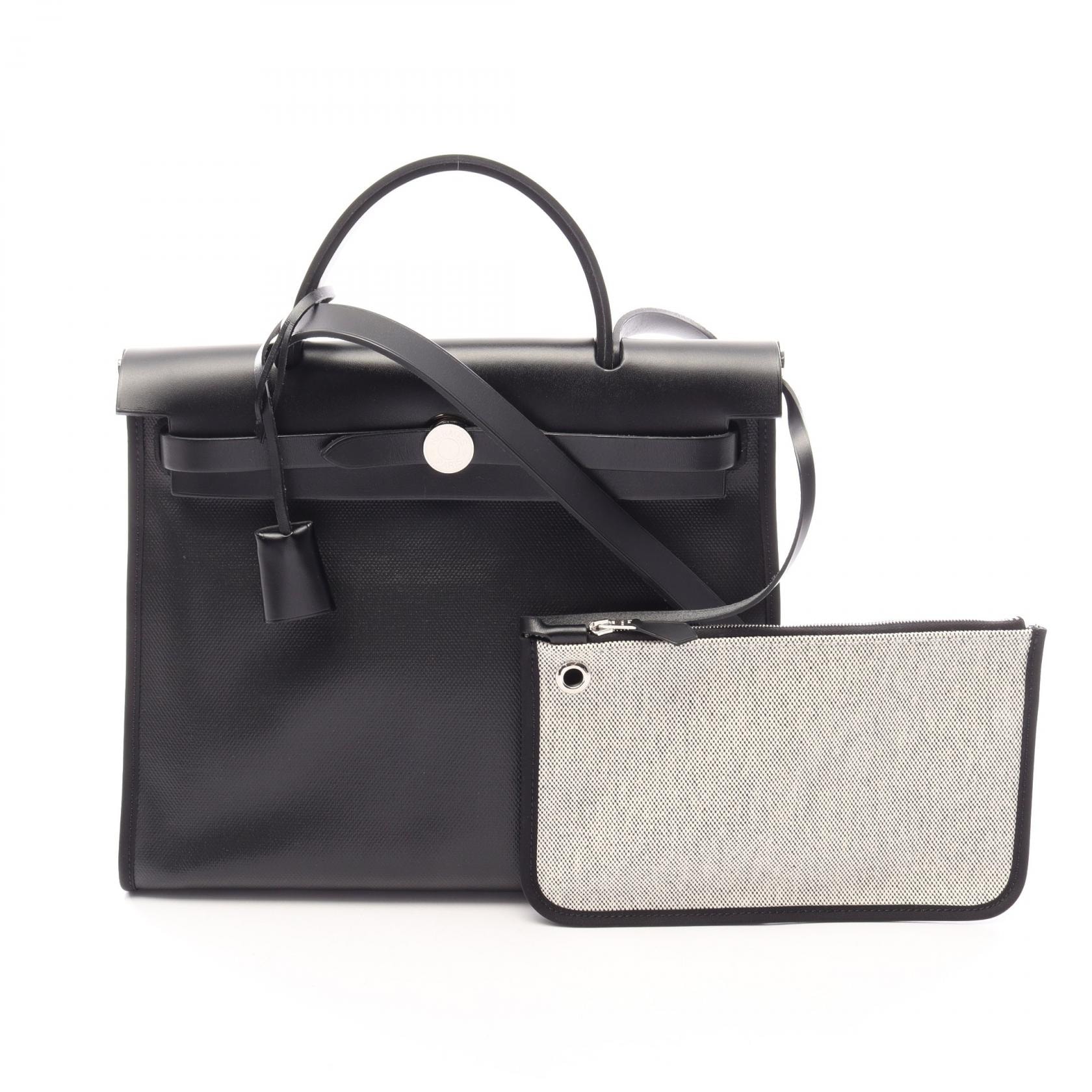 エルメス HERMES エールバッグジップPM 2WAY ハンドバッグ バッグ キャンバス レザー トワルアッシュベルリンヌ / ヴァッシュハンター トワルアッシュベルリンヌ エクリュ K刻印(2025年製造) レディース ブラック系