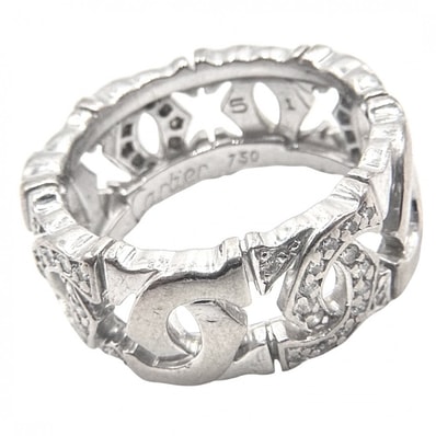 CARTIER カルティエ 指輪 アントルラセ ジュエリー アクセサリー 18金WG Au750 メンズ レディース K18ホワイトゴールド ダイヤモンド 約10号 ユニセックス 約8.3g【中古品】