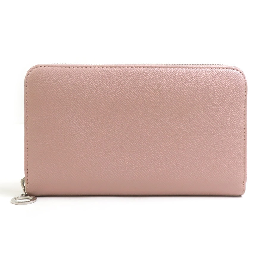 ブルガリ BVLGARI ラウンドファスナー長財布 レザー ライトピンク レディース【中古】 h32185a