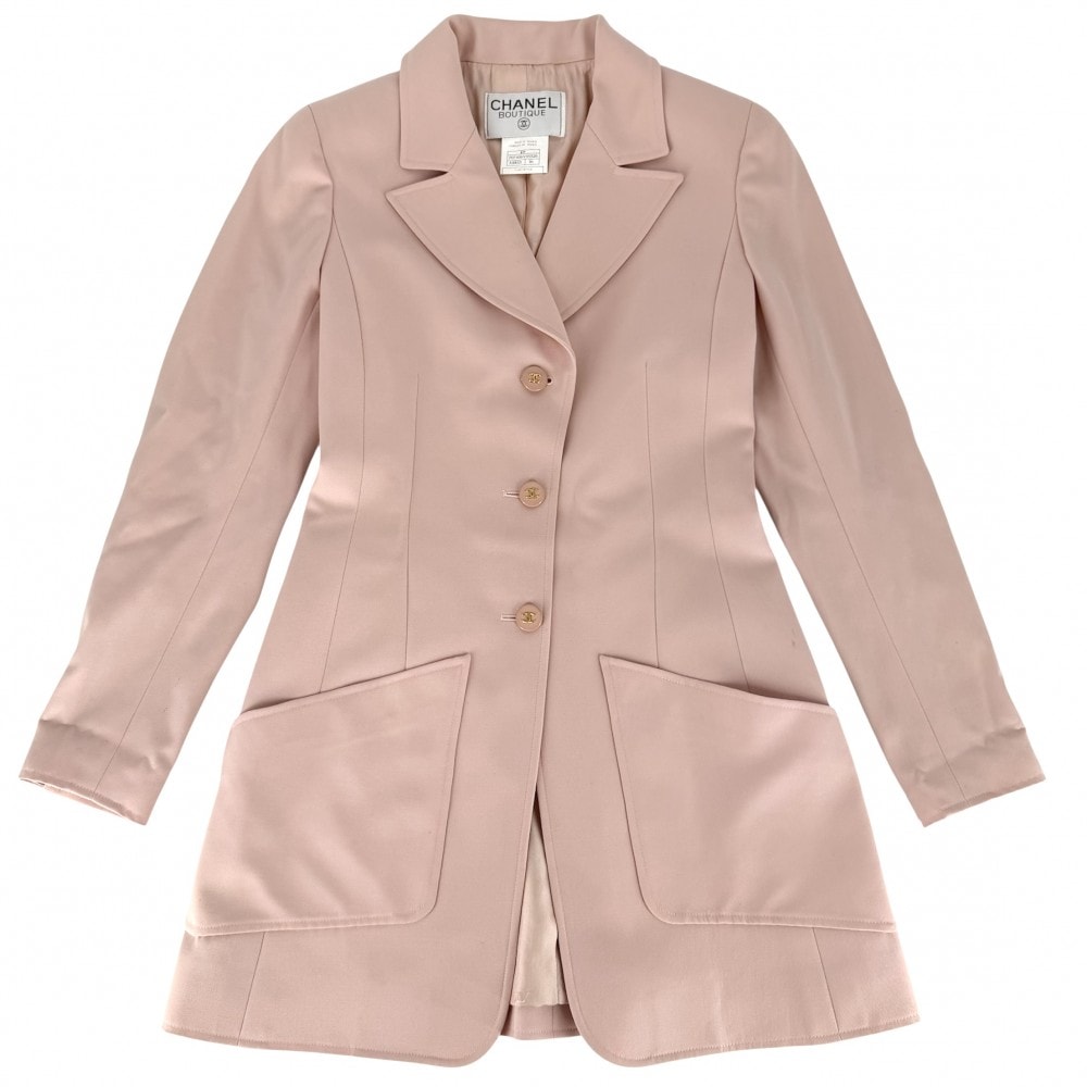 CHANEL シャネル アウター ココマーク ジャケット アパレル 服 97P 36 ピンク ゴールド金具 ウール    レディース 1997年【中古品】