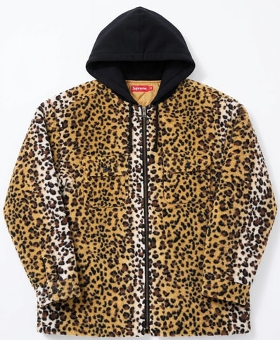 Supreme Fleece Zip Up Hooded Shirt "Brown Leopard"