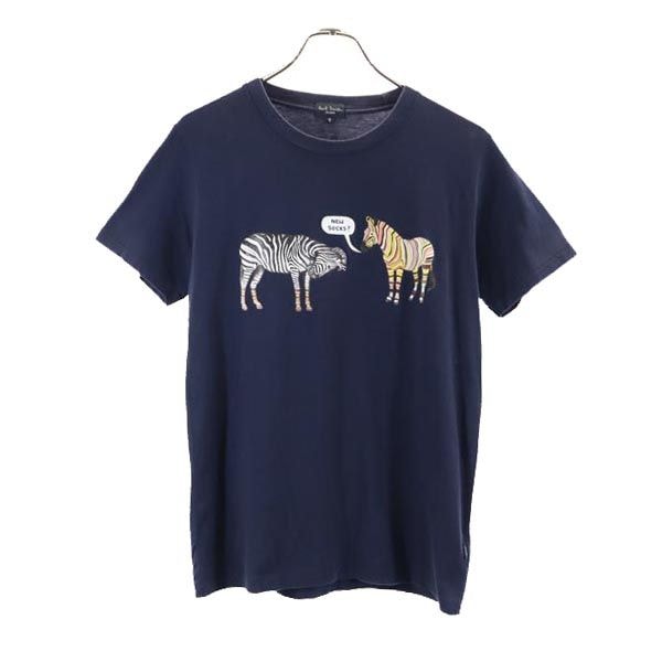 Paul Smith JEANS ポールスミスジーンズ シマウマ 半袖 Tシャツ S 紺系