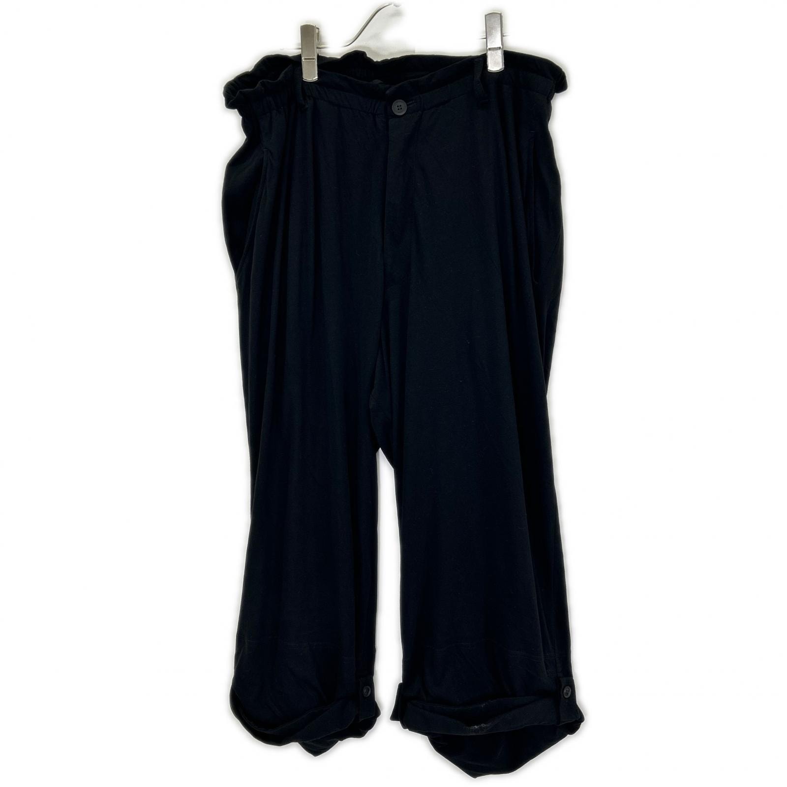 ヨウジヤマモト HK-T40-092 ブラック HIGH TWISTED JERSEY TAB DETAIL PANTS 3