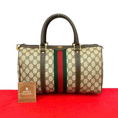 GUCCI グッチ シェリーライン GG ロゴ 金具 レザー PVC ハンドバッグ ブラウン
12536