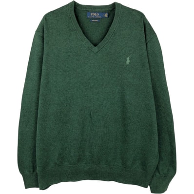 古着 ラルフローレン Ralph Lauren POLO RALPH LAUREN Vネック コットンニットセーター メンズL相当/eaa670115