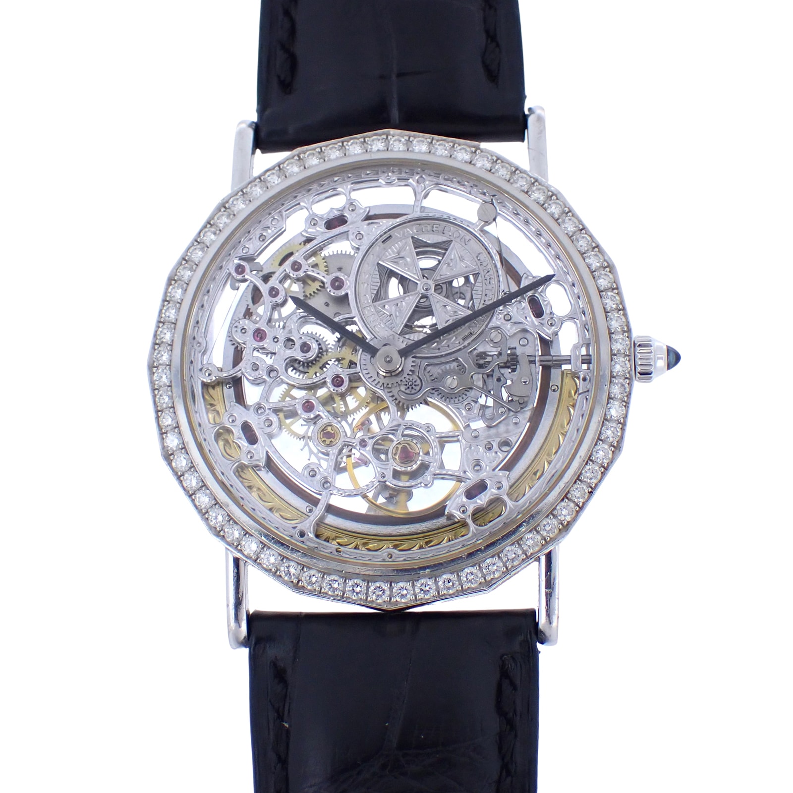 K18WG ベゼルダイヤ VACHERON CONSTANTIN ヴァシュロンコンスタンタン  スケルトン 34mm  43502/2  メンズ 腕時計