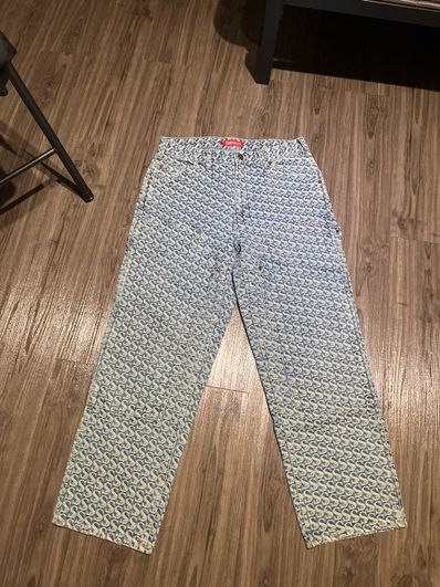 Supreme Monogram Double Knee Denim Painter Pant "Blue"