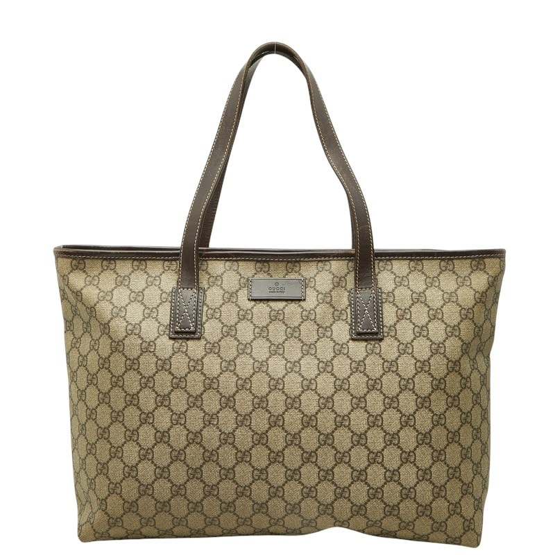 グッチ GGスプリーム トートバッグ ショルダーバッグ 211137 ベージュ PVC レザー レディース GUCCI 中古