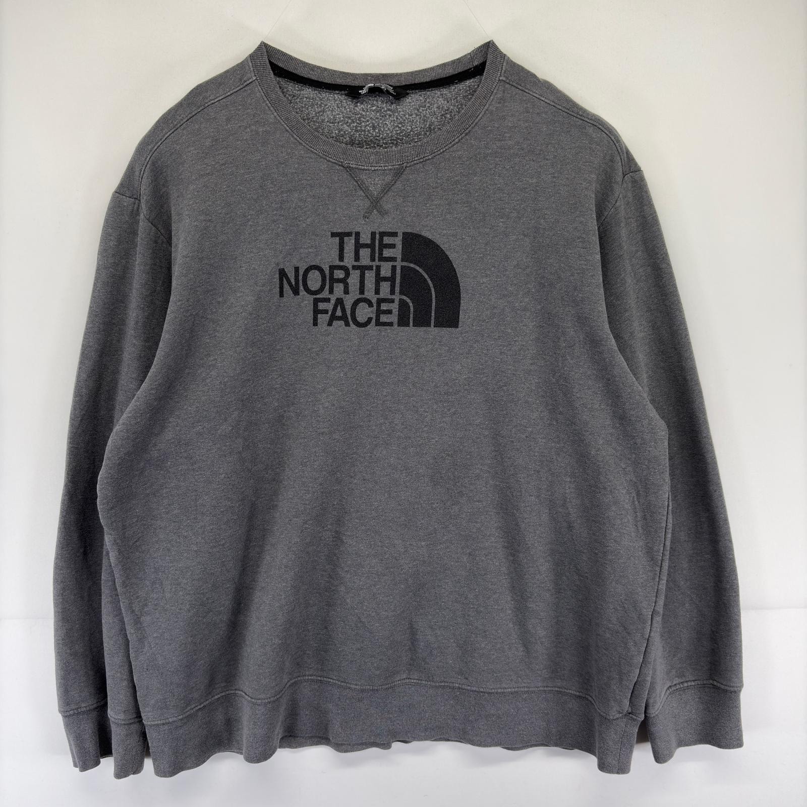 古着 ザ・ノースフェイス THE NORTH FACE スウェット プルオーバー 前V ロゴプリント 大きいサイズ アウトドア 2XL  グレー系 メンズ