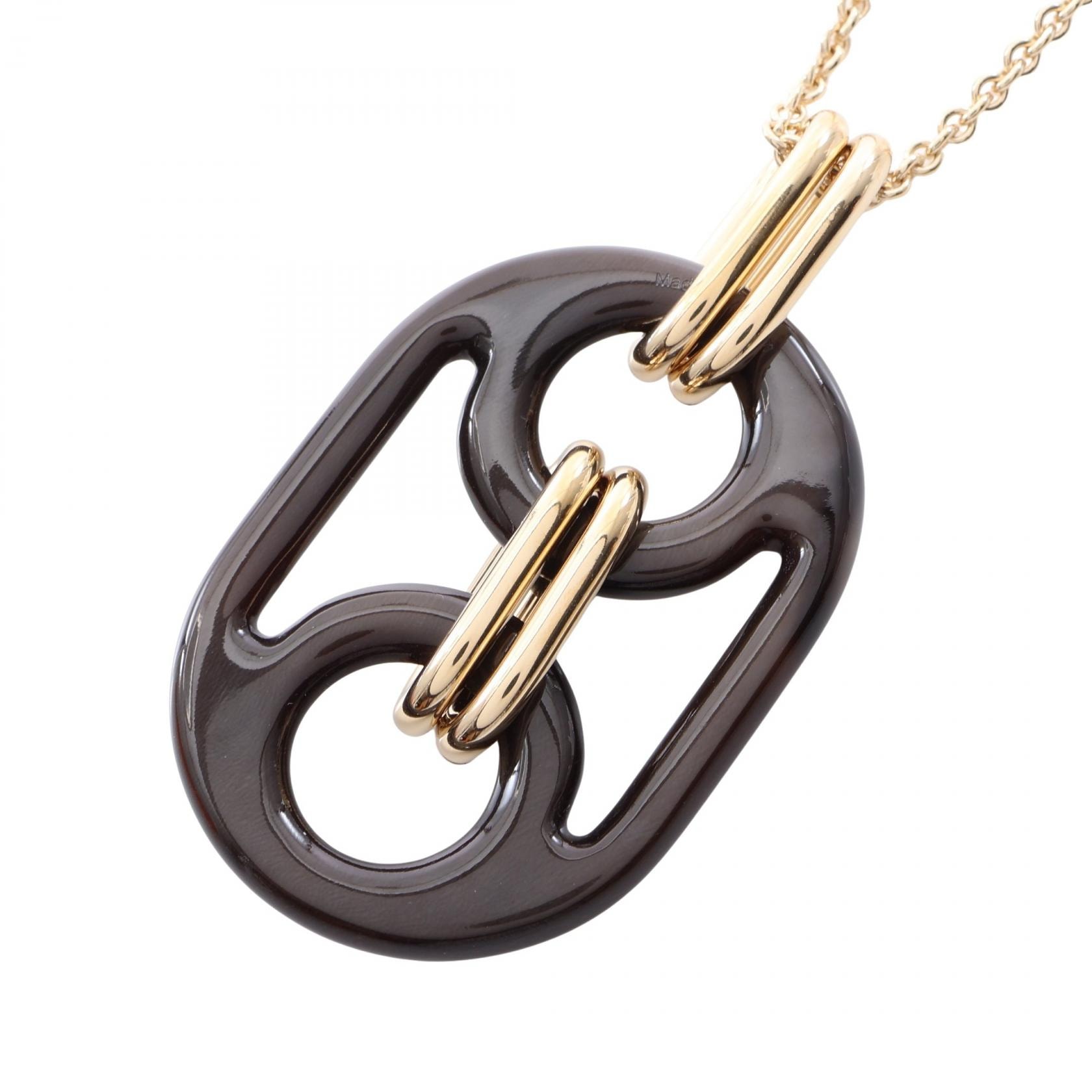 エルメス HERMES ユリディスGM ネックレス ジュエリー GP(ゴールドメッキ) バッファローホーン ゴールド レディース ブラウン系 / ゴールド系 【中古】
