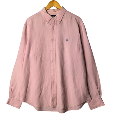 古着 ラルフローレン Ralph Lauren CLASSIC FIT クラシックフィット 長袖 リネン ボタンダウンシャツ メンズXL相当/eaa584650