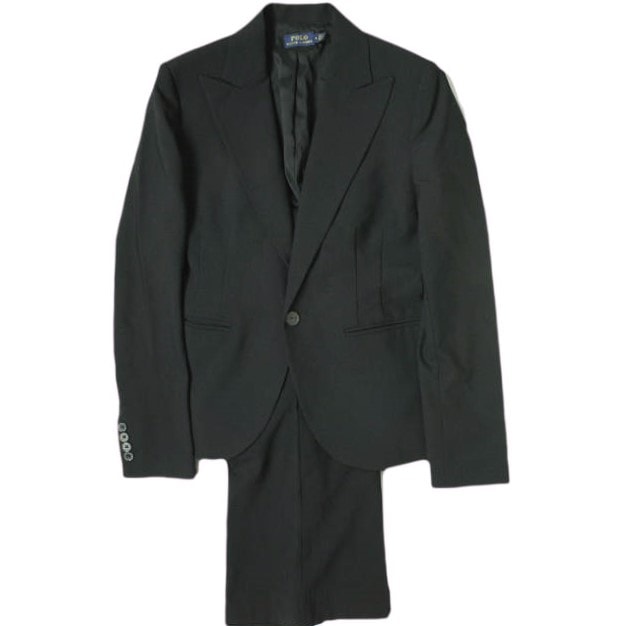 POLO RALPH LAUREN ポロ・ラルフローレン ブラックパンツスーツ 211800789002 / 211805633001 (JK)4/(PT)6 BLACK スーツ セットアップ 1Bジャケット&フレアスラックス g18131