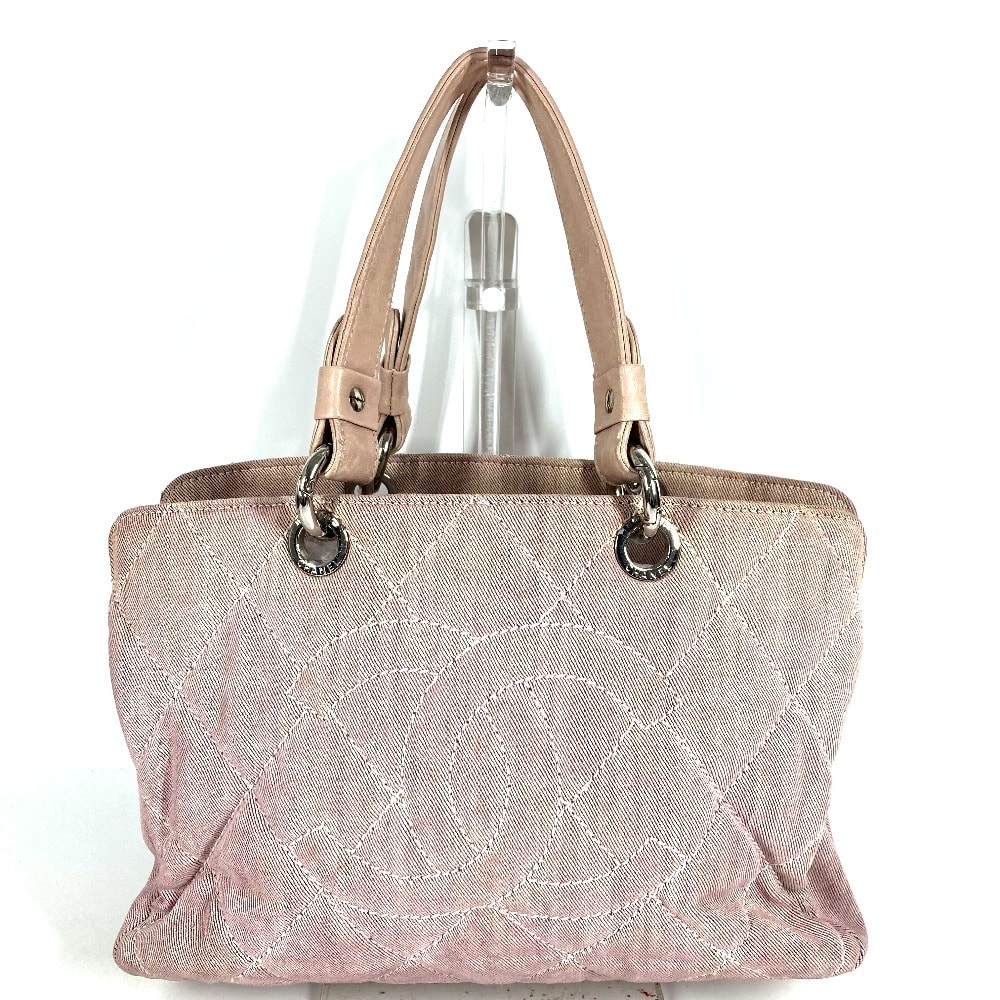 シャネル CHANEL CC ココマーク ロゴ デカココ デニム カバン ショルダーバッグ 肩掛け カバン ハンドバッグ コットン ピンク系