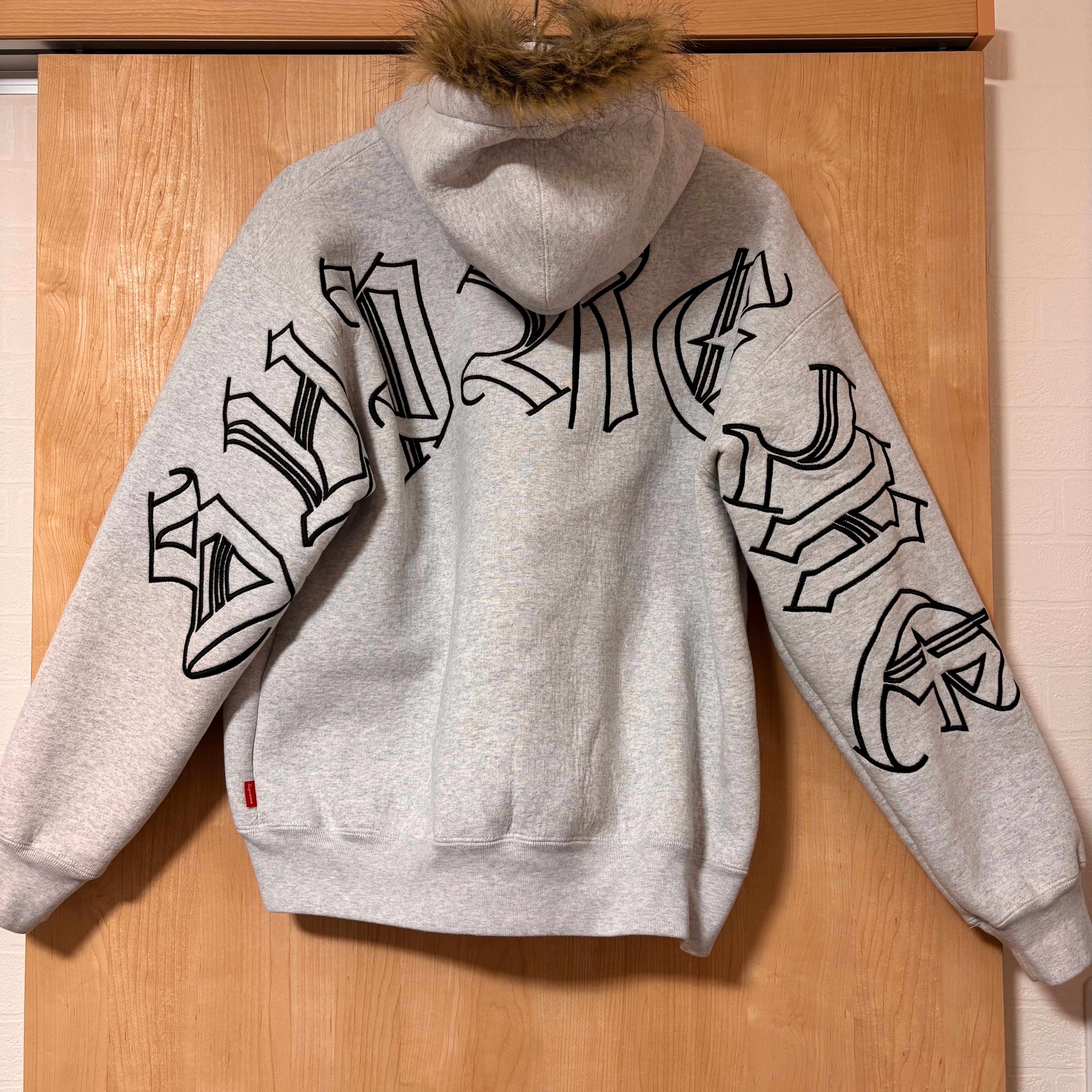 Supreme Faux Fur Zip Up Hooded Sweatshirt "Ash Grey"