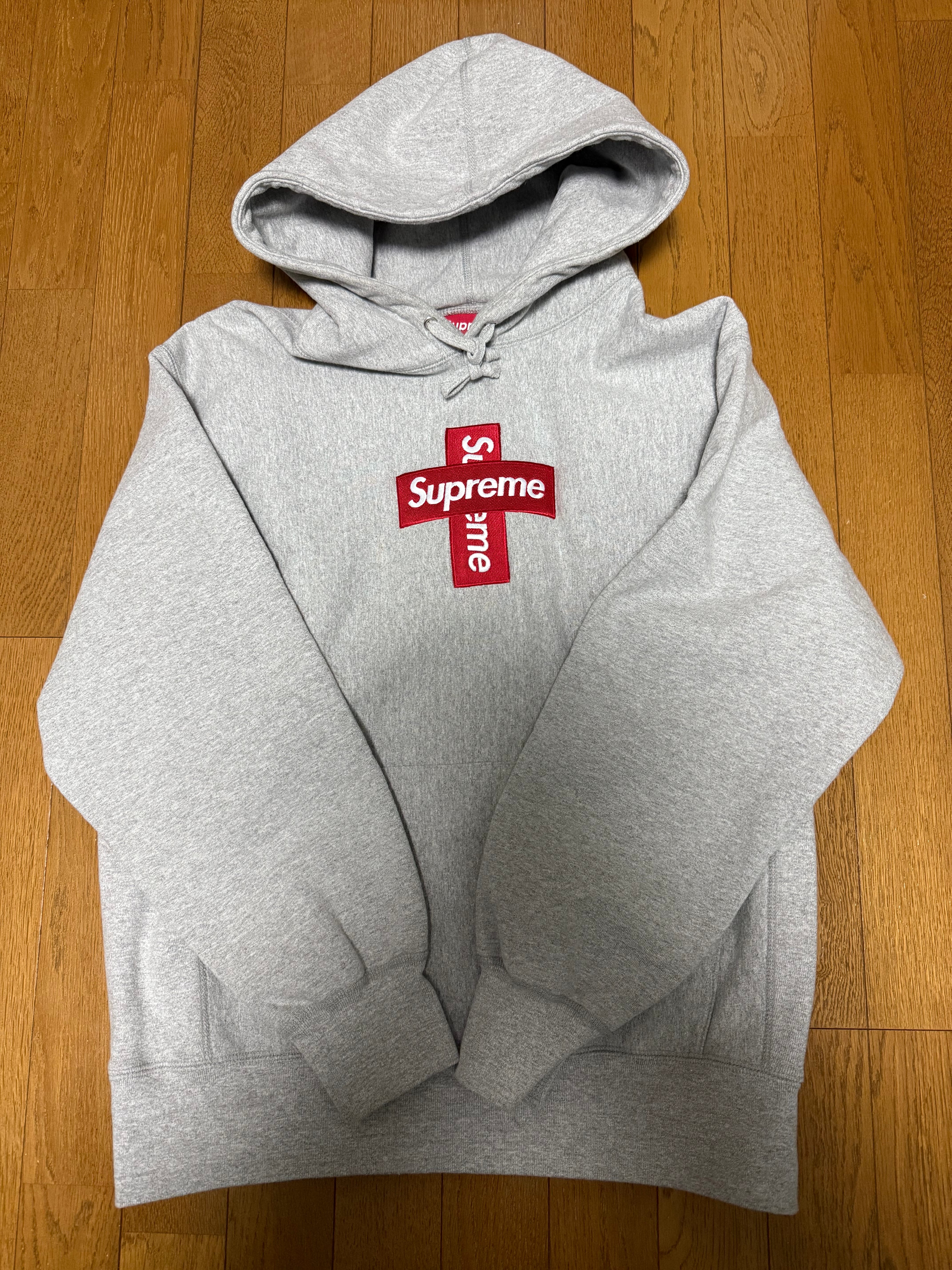 Supreme Cross Box Logo Hooded Sweatshirt "Grey"