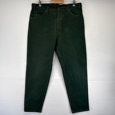 古着 リーバイス Levi's USA製 デニム パンツ 550 カラーデニム ジッパーフライ 5ポケット テーパード W38xL32 グリーン系 メンズ