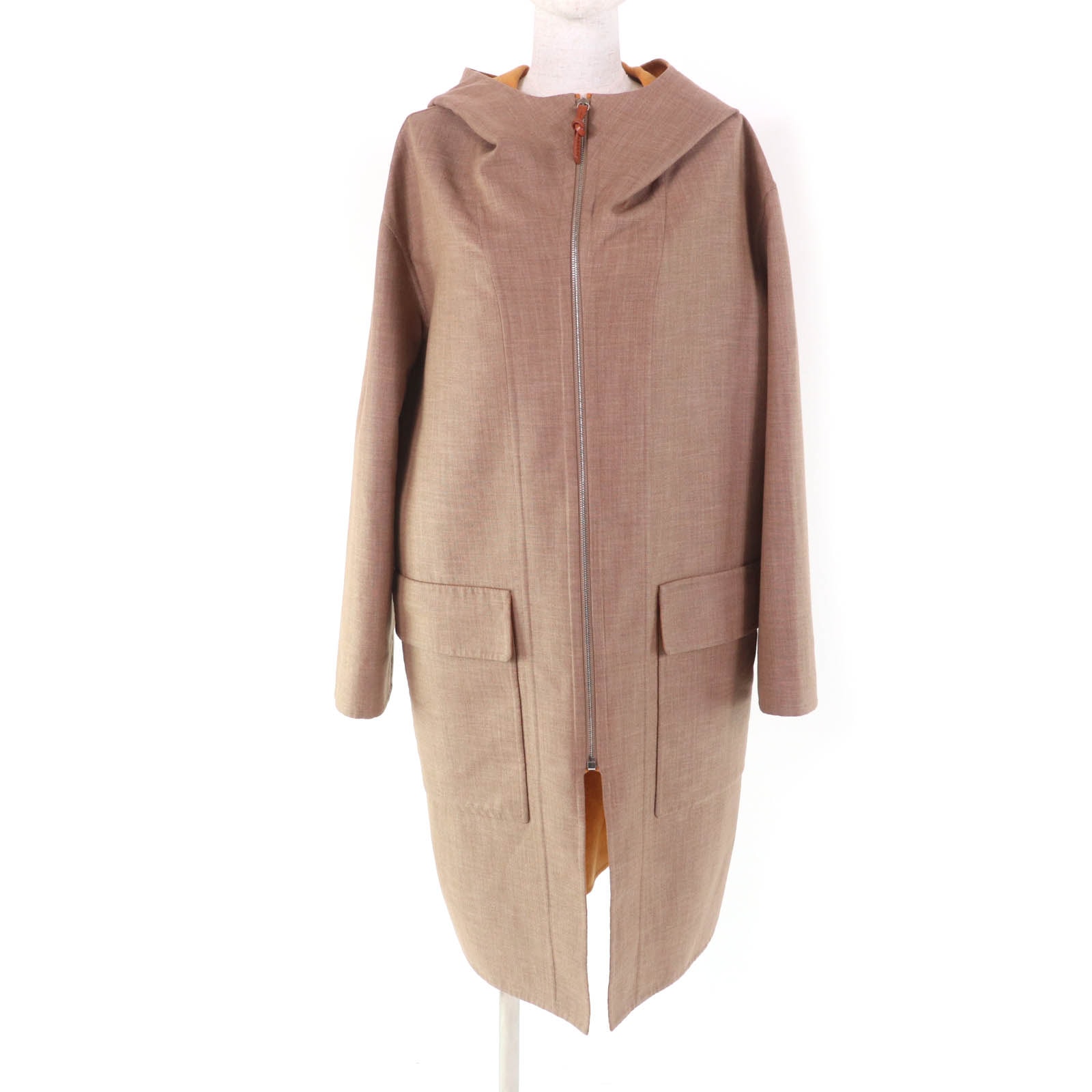 極美品 エルメス
 コート ブラウン レディース 38 3E0105DC