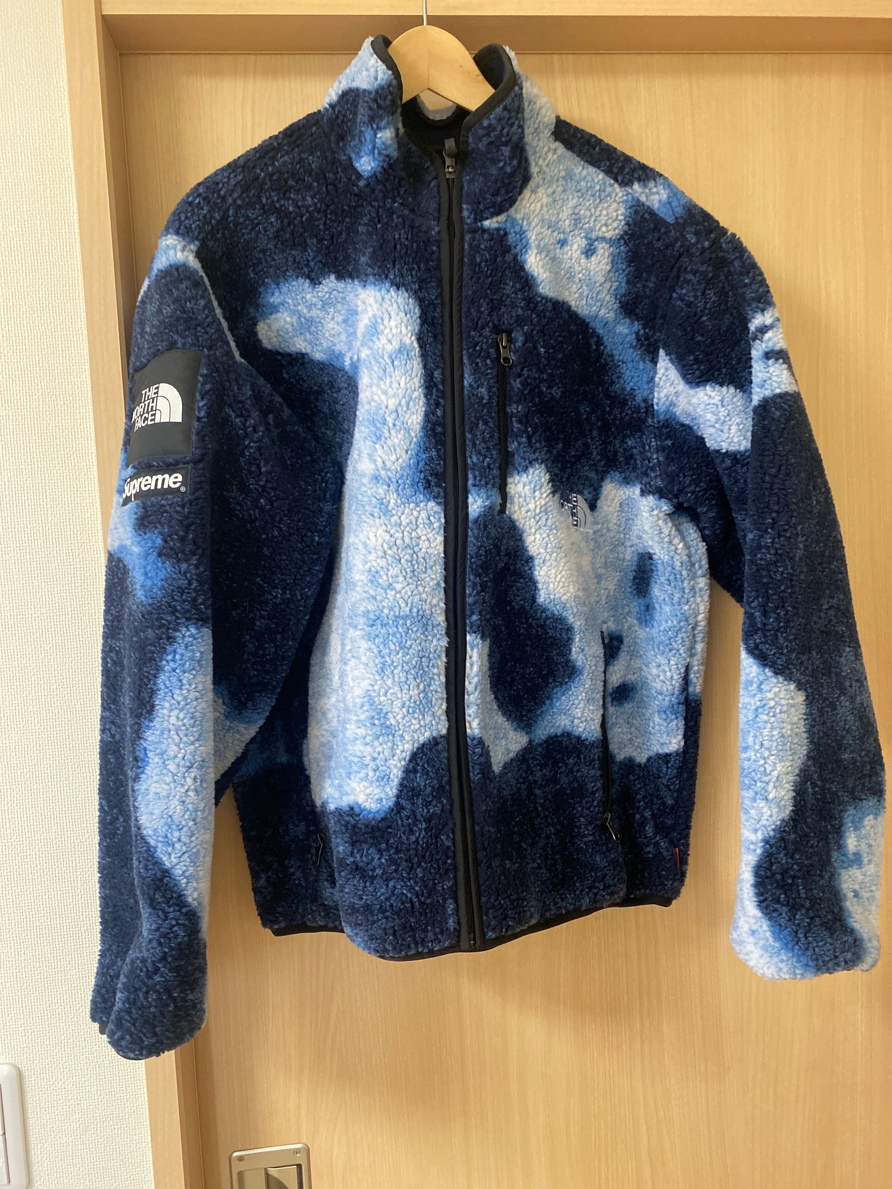 Supreme x The North Face Bleached Denim Print Fleece Jacket "Indigo"