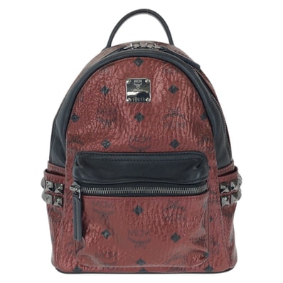 美品 MCM エム シー エム Stark ワインレッド ボルドー PVC レザー/ リュックサック バックパック 603447 【中古】
