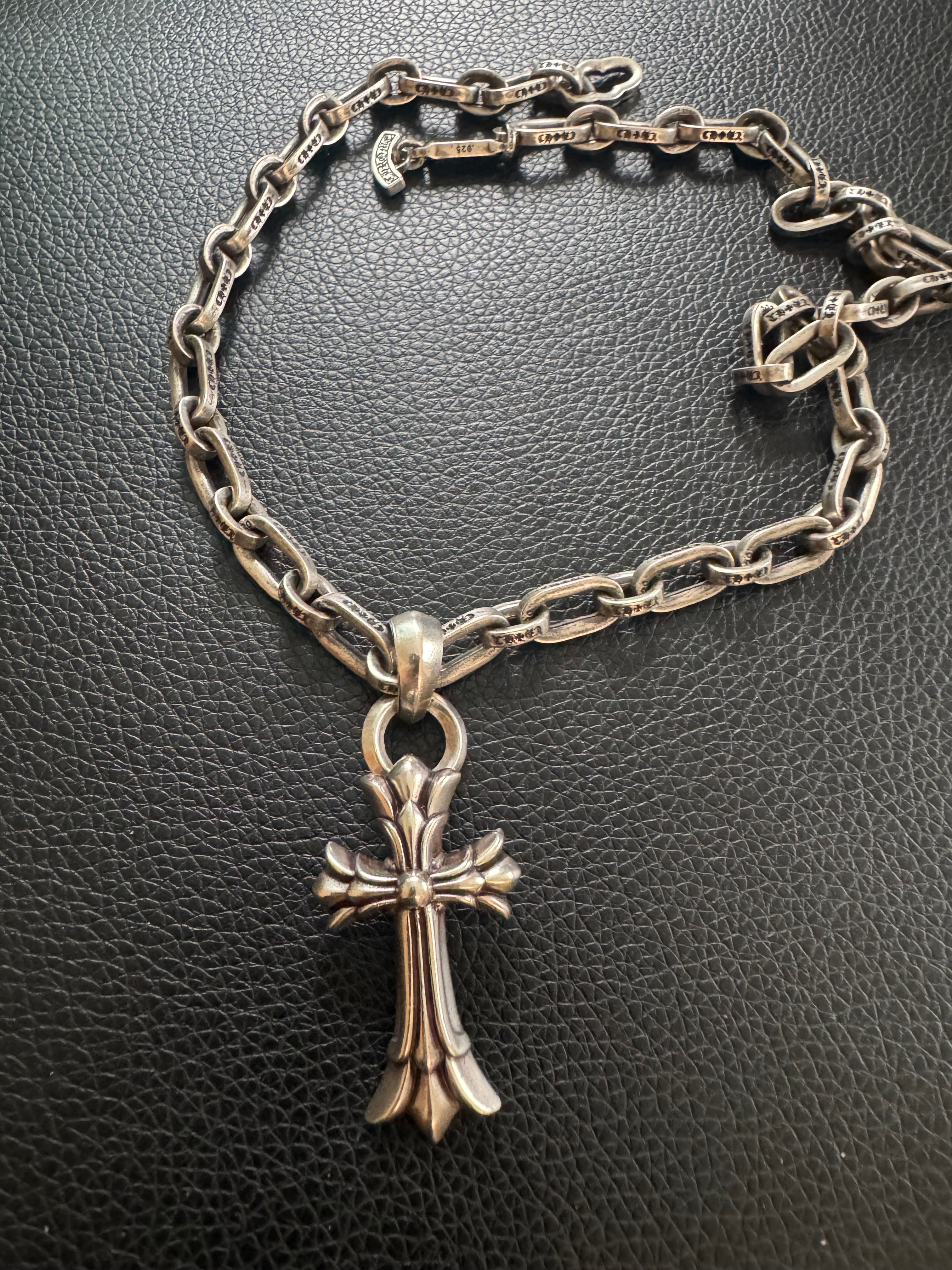 クロムハーツラージペーパーeチェーンネックレス ダブルchクロスwithベイル セット