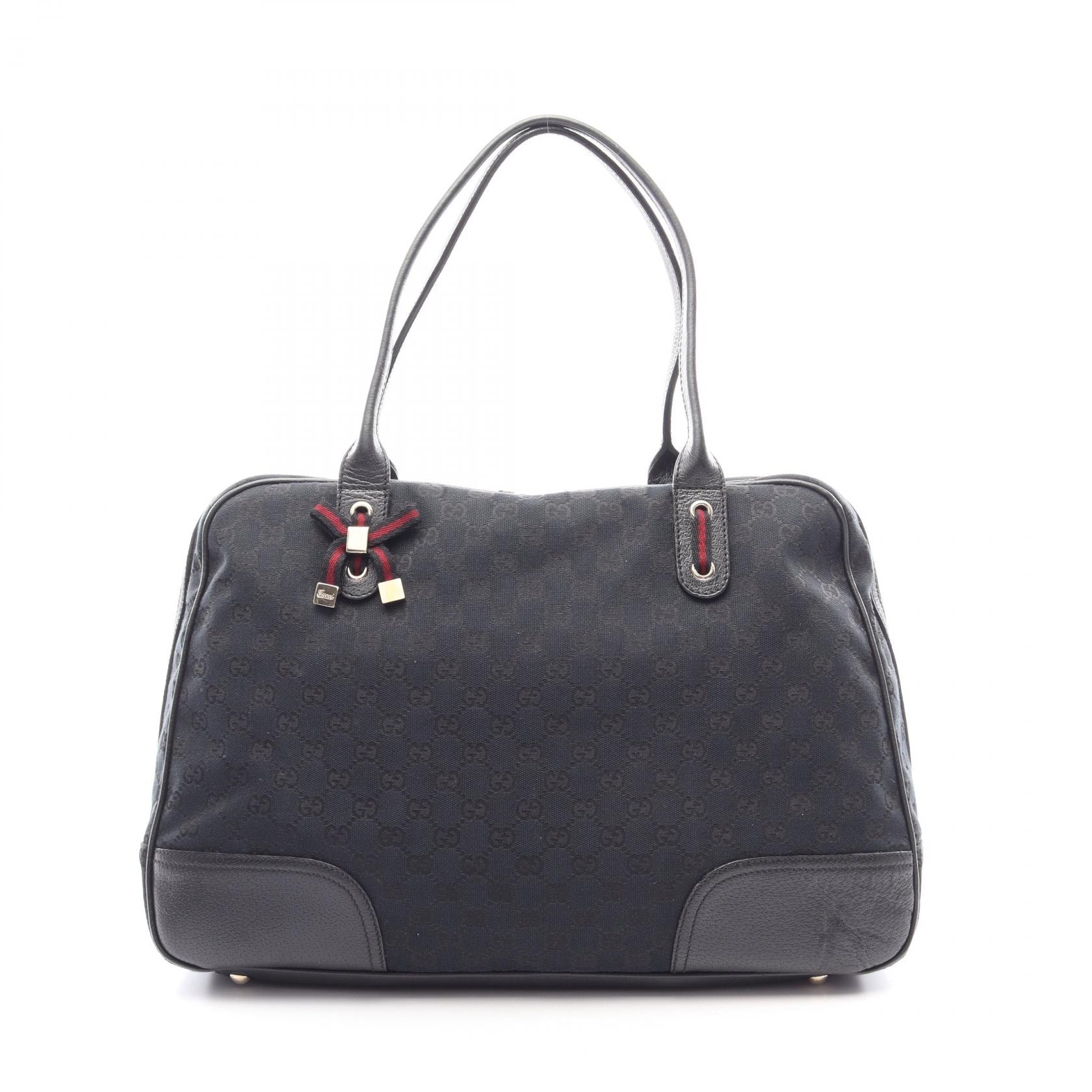 グッチ GUCCI プリンシー GGキャンバス シェリーライン ショルダーバッグ バッグ キャンバス レザー レディース ネイビー系 / ブラック系 162881 【中古】