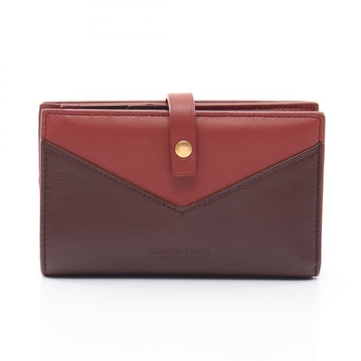 ボッテガヴェネタ BOTTEGA VENETA 二つ折り財布 財布 レザー レディース ブラウン系 / ボルドー系 608263 【中古】