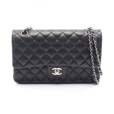 シャネル CHANEL マトラッセ Wフラップ ショルダーバッグ バッグ ラムスキン(羊革) レディース ブラック系 A01112 【中古】