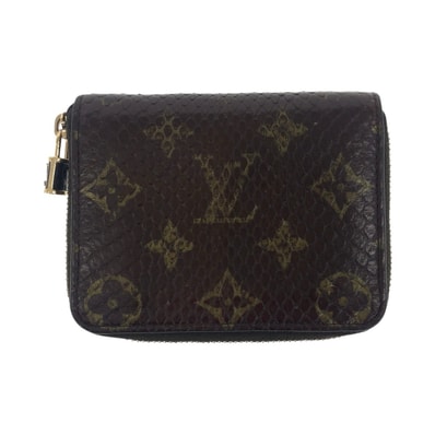 美品 LOUIS VUITTON ルイヴィトン モノグラム ジッピー コインパース ブラウン ゴールド金具 パイソン レザー/ コインケース 小銭入れ 505591 【中古】