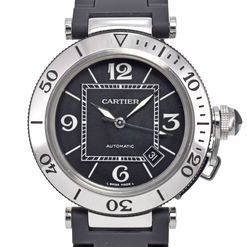 カルティエ CARTIER W31077U2 パシャ シータイマー ブラック 自動巻き メンズ 美品 箱付き 腕時計 I#150641