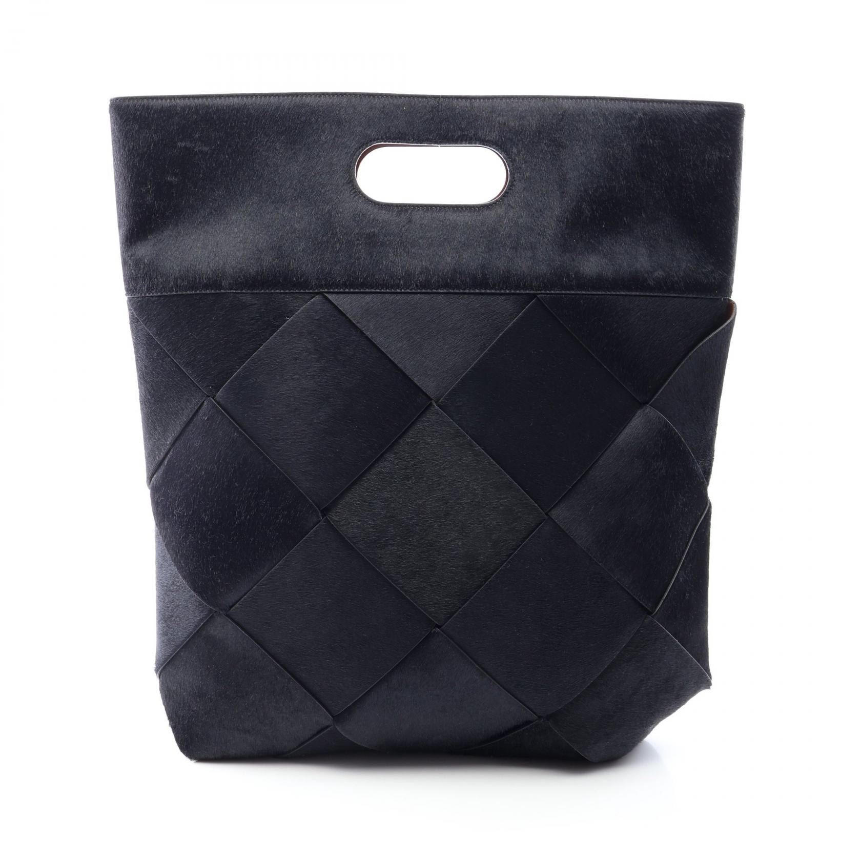 ボッテガヴェネタ BOTTEGA VENETA マキシイントレチャート トートバッグ バッグ レザー レディース ブラック系 【中古】