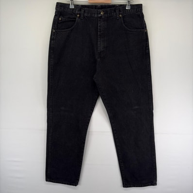 古着 レッドキャップ RED KAP デニム パンツ ブラックデニム 5ポケット ジップ ワンポイント ストレート w38 L32 ブラック系 メンズ