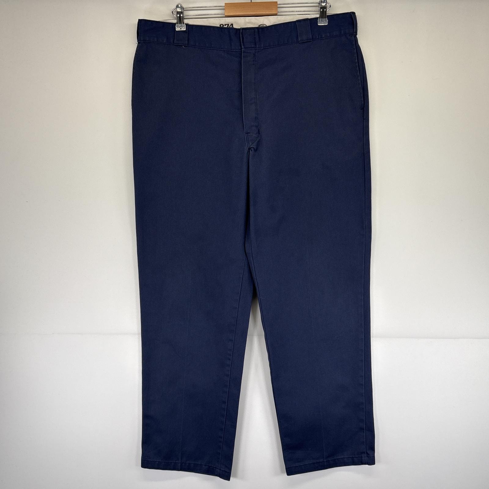 古着 ディッキーズ Dickies ワークパンツ 874 チノパン ロングパンツ テーパード 大きいサイズ ワンポイントロゴ w40 L32 ネイビー メンズ