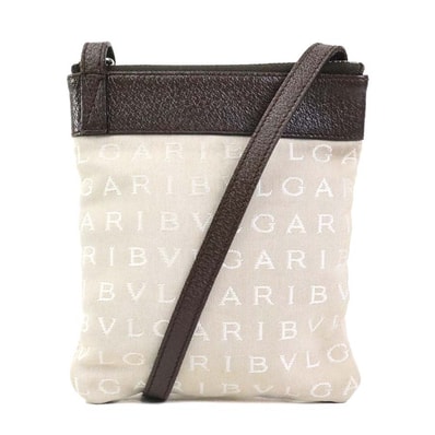 ブルガリ BVLGARI ショルダーバッグ ナイロンキャンバス/レザー ベージュ×ブラウン ユニセックス【中古】 h31299a