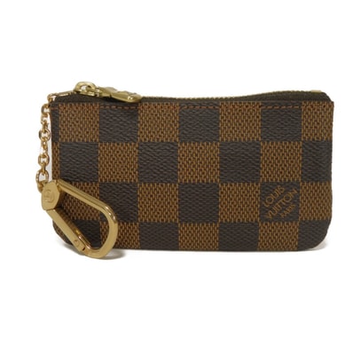 LOUIS VUITTON ルイ・ヴィトン ポシェット クレ ロゴ グレイン ブラウン 市松模様 小銭入れ キーリング 美品 ダミエ エベヌ コインケース N62658