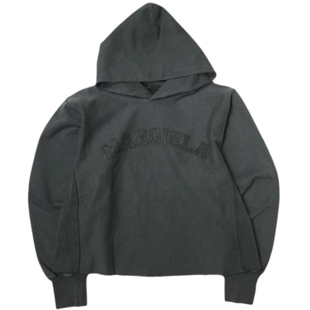 新品 Maison Margiela 1 10 メゾンマルジェラ 23SS イタリア製 LOGO COTTON FLEECE HOODIE ロゴ刺繍 スウェットプルオーバーパーカー S51GU0124 S25520 S BLACK 定価154,000円