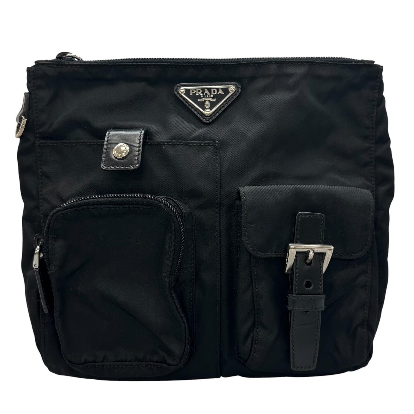 美品 PRADA プラダ トライアングルロゴ BM0011 ウエストバッグ ナイロン ブラック ユニセックス【中古】