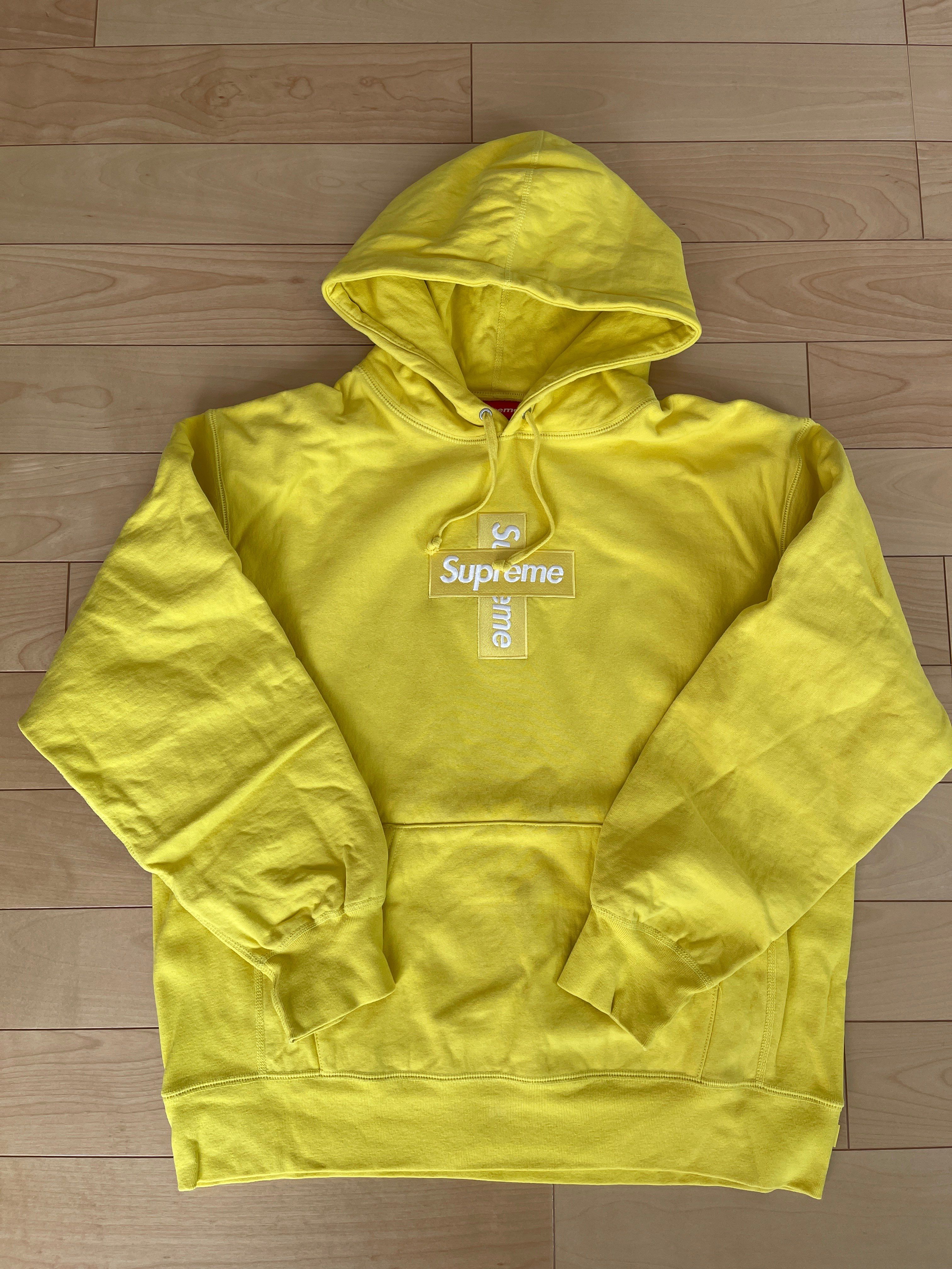 Supreme Cross Box Logo Hooded Sweatshirt "Yellow"