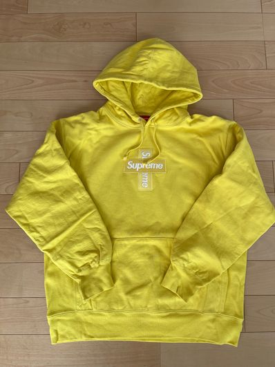 Supreme Cross Box Logo Hooded Sweatshirt "Yellow"