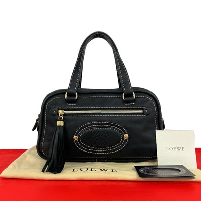 LOEWE ロエベ アナグラム レザー ハンドバッグ ブラック
09691