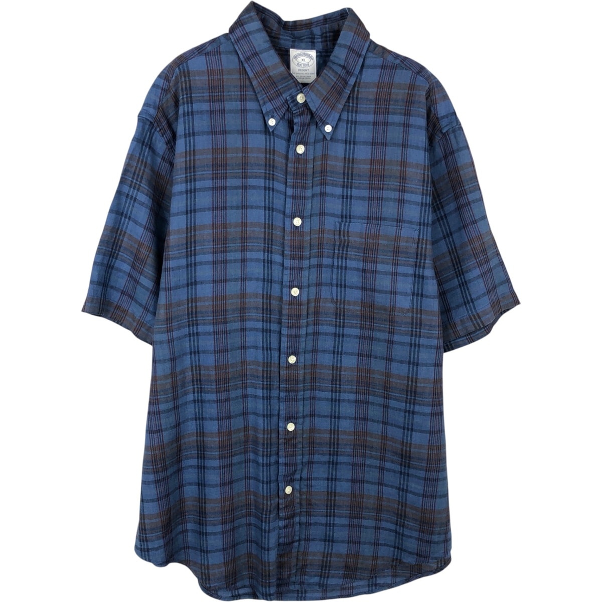 古着 ブルックスブラザーズ Brooks Brothers Est.1818 半袖 ボタンダウン チェックシャツ メンズXL相当/rab182080