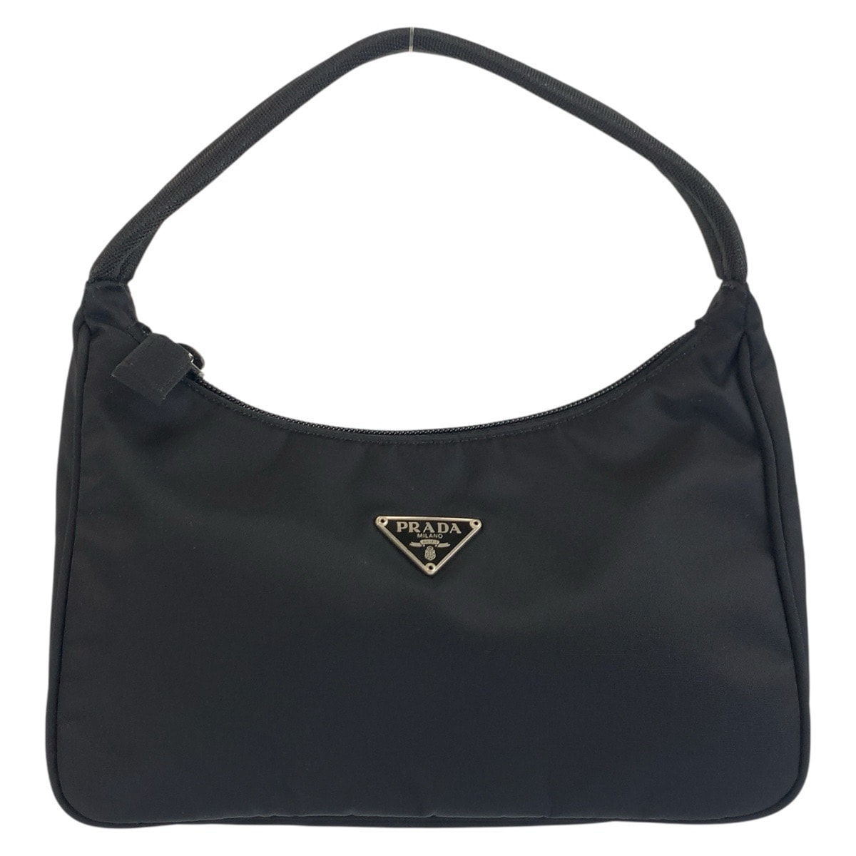 美品 PRADA プラダ テスート 三角ロゴプレート ブラック 黒 シルバー金具 ナイロン ハンドバッグ アクセサリーポーチ 603509 【中古】