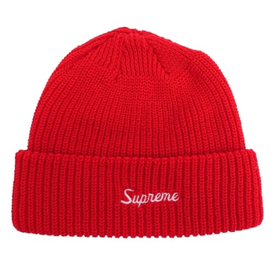Supreme シュプリーム ワングラム期 Loose Gauge Beanie ロゴ刺繍 ルーズゲージ ビーニー ニットキャップ 帽子 レッド系【美品】【中古】