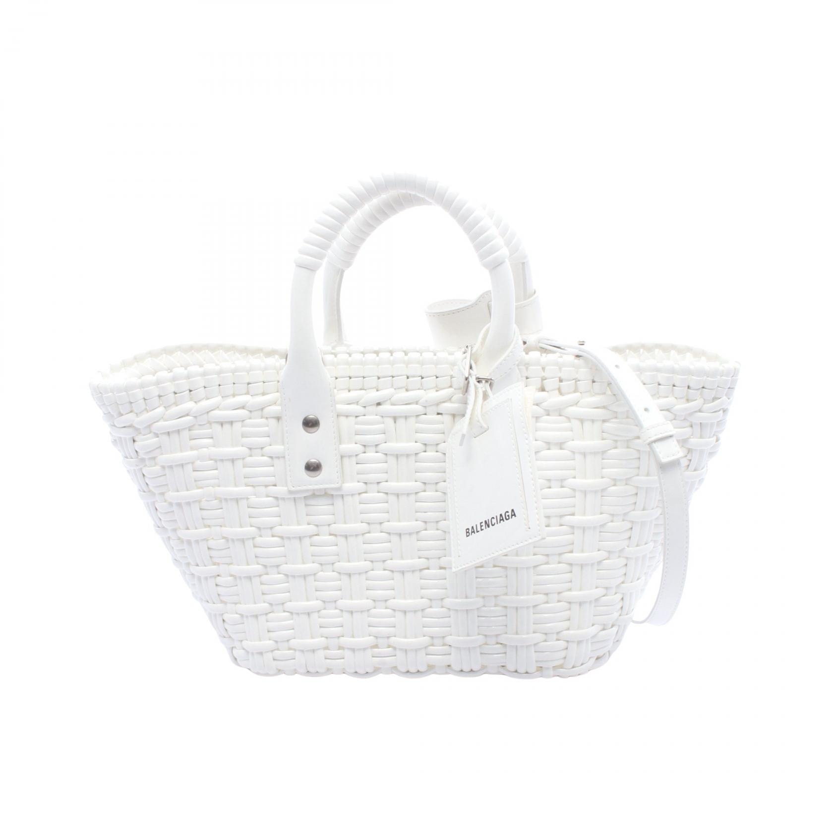 バレンシアガ BALENCIAGA BISTRO XS ビストロ バスケットバッグ 2WAY トートバッグ バッグ エナメル レディース ホワイト系 671342 【中古】