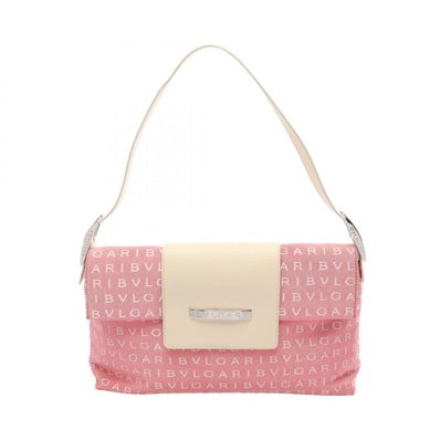 ブルガリ BVLGARI ロゴマニア ショルダーバッグ バッグ キャンバス レザー レディース ピンク系 / ホワイト系 【中古】